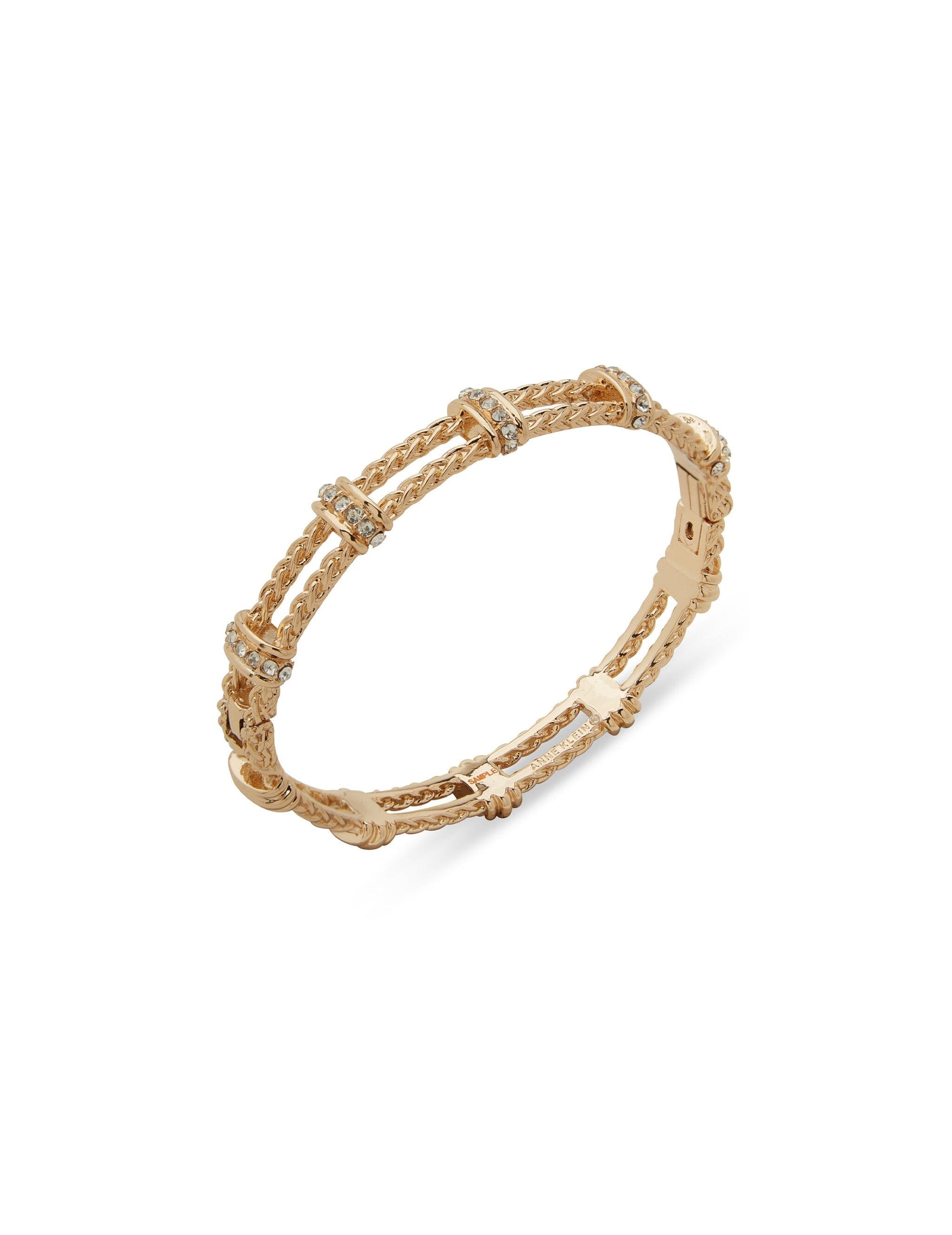 Anne Klein Gold Tone Braided Texture and Rondel Hinge Bracelet