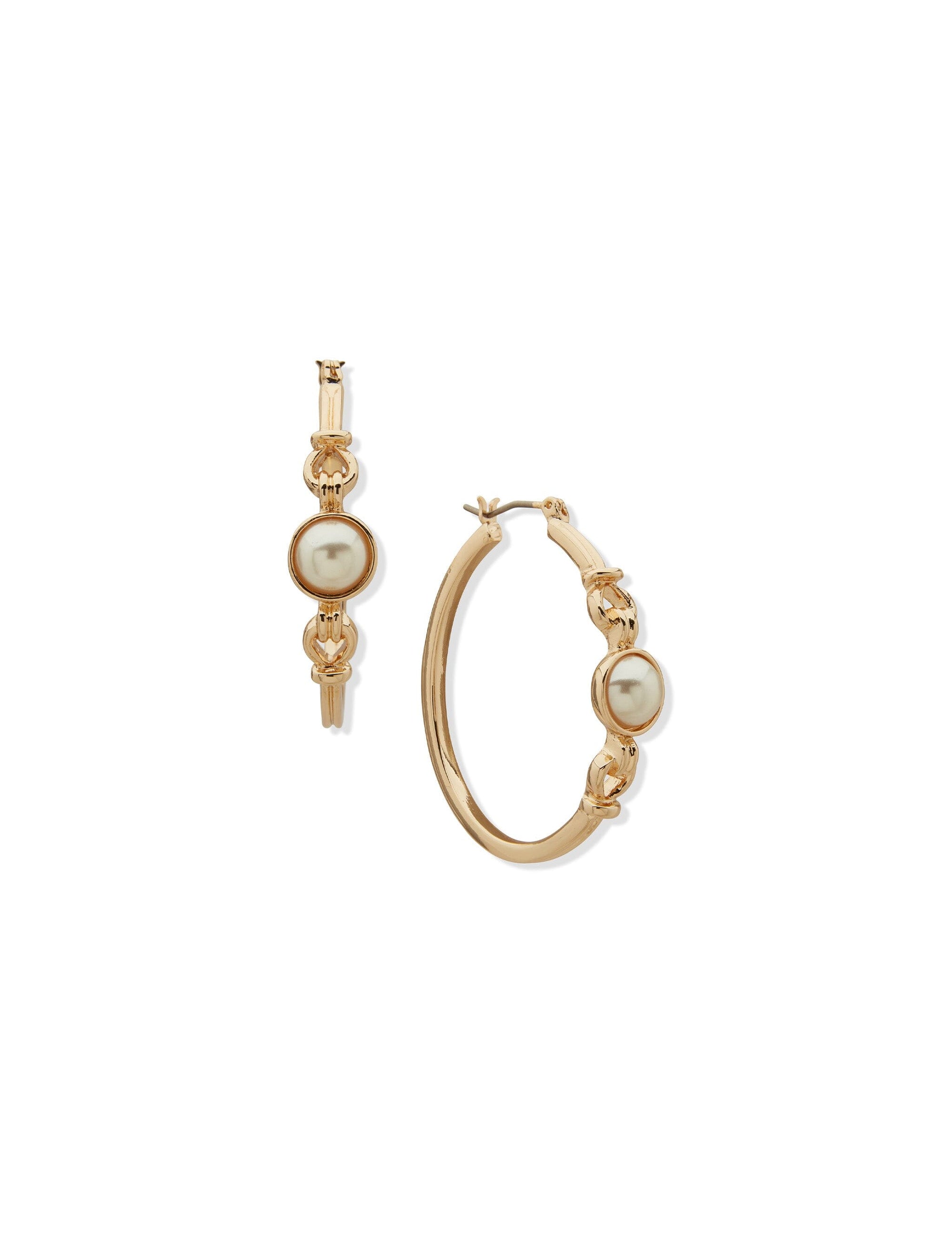 Anne Klein Gold Tone Link and Hoop Pierced Earrings