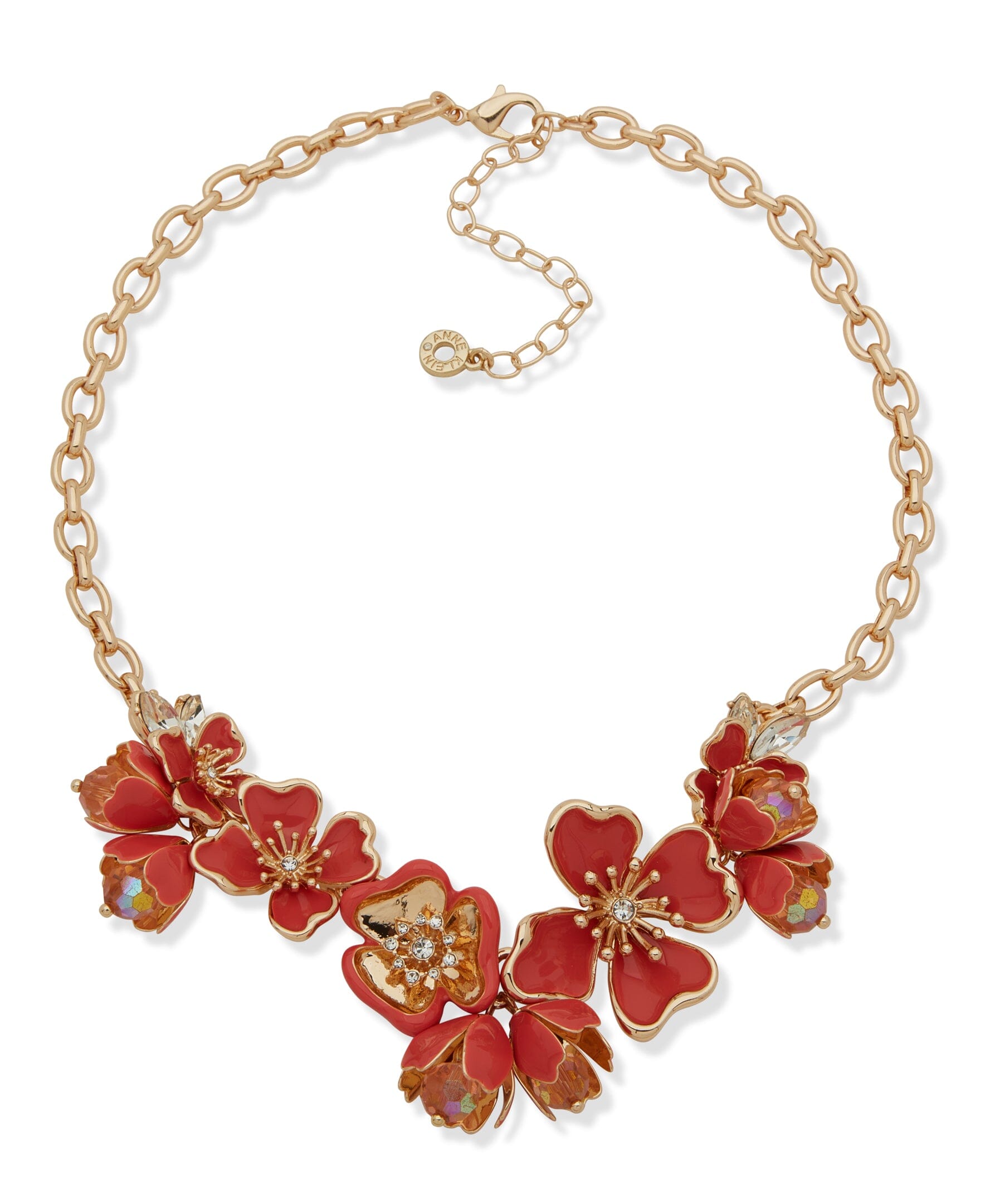 Anne Klein Gold Tone Drama Textured Floral Frontal Necklace