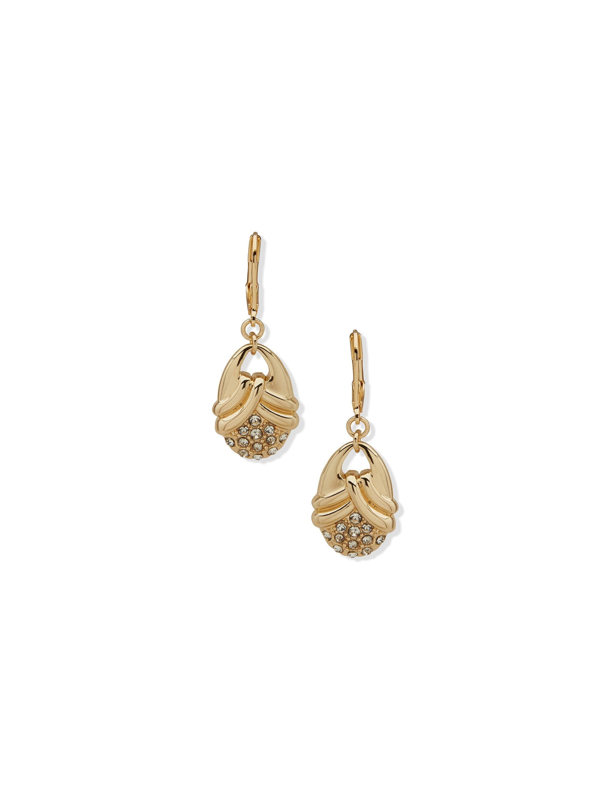 Anne Klein Gold Tone Oval Drop Pierced Earrings