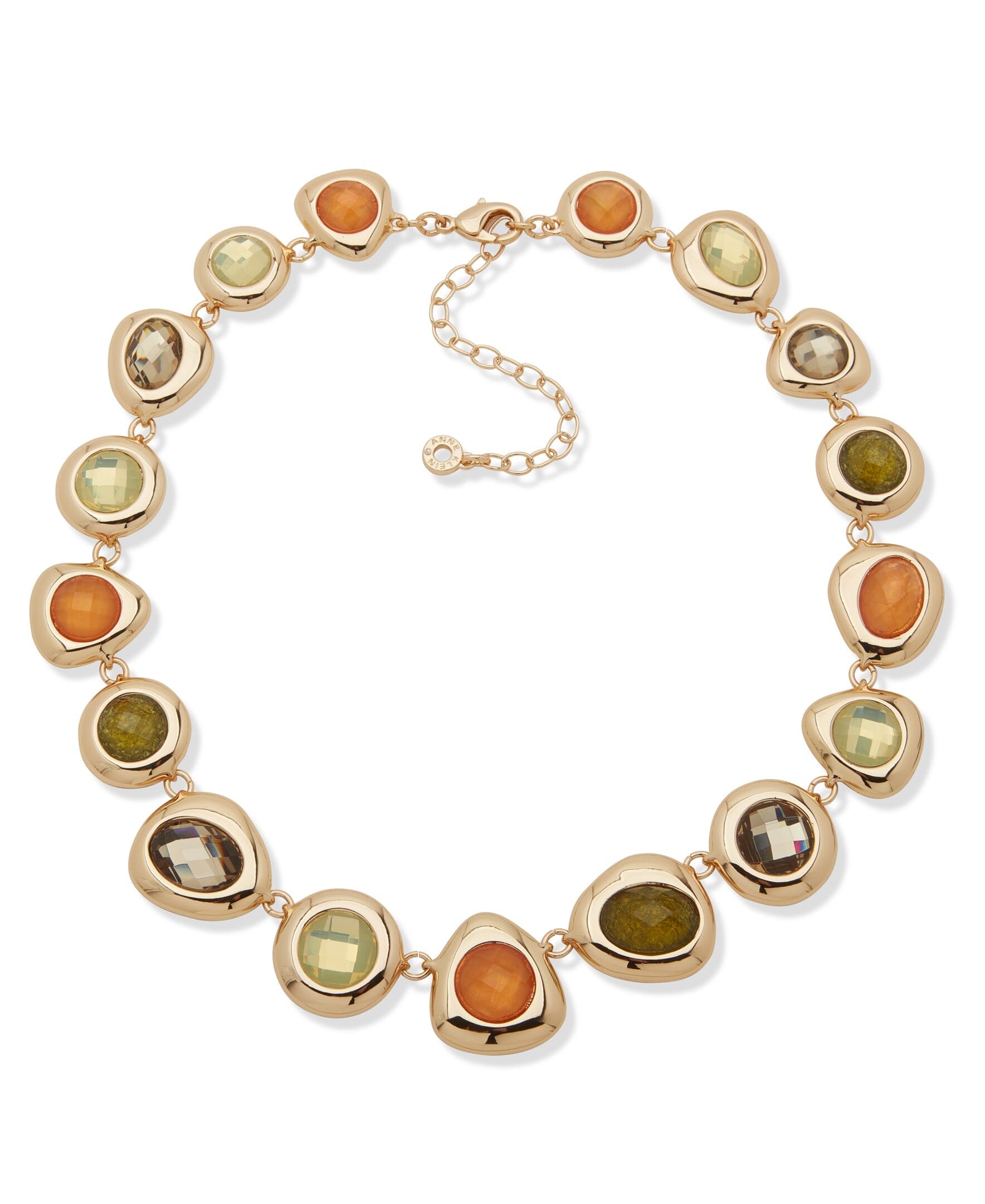 Anne Klein Gold Tone Pebble Metal and Stone Collar Necklace