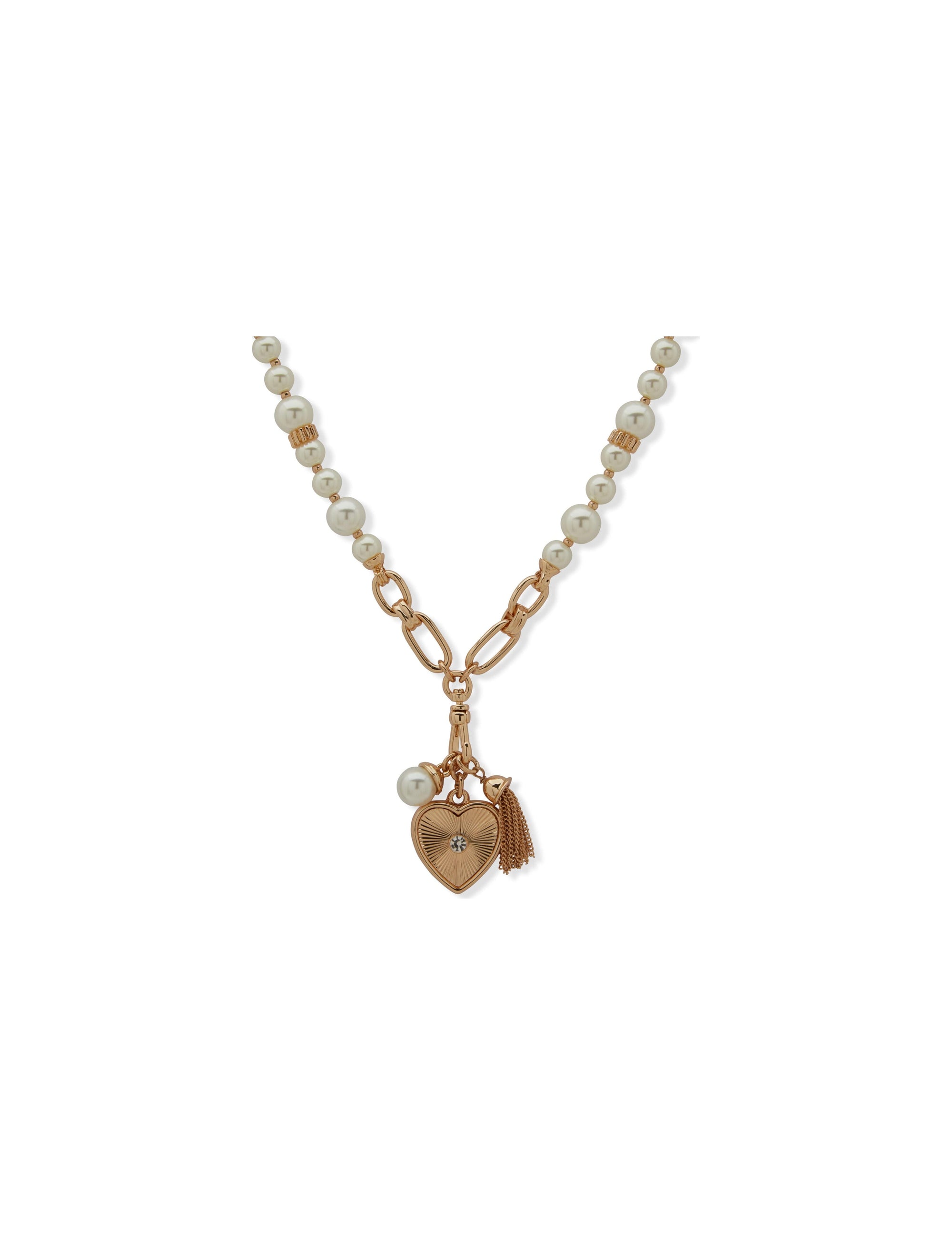Heart and Tassel Pearl Collar Necklace The Jewelry Group