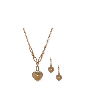 Anne Klein  Heart Charm Necklace and Earring Pouch Set