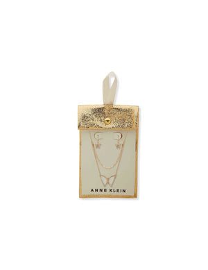 Anne Klein  Butterfly Earring/ Necklace Set-Mother of Pearl