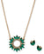 Anne Klein Gold Tone Cluster Pendant Necklace/Earring Set - Emerald