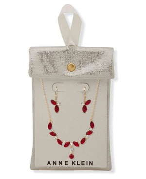 Anne Klein  Navette Stone Necklace/Earring Set - Siam