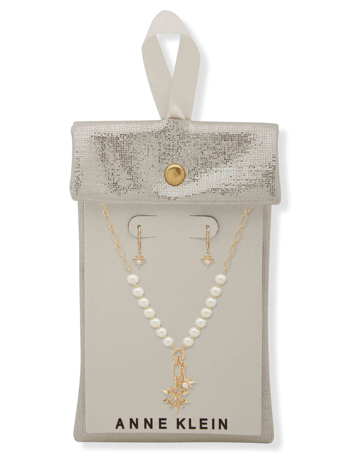 Anne Klein  Snowflake Necklace/Earring Set - Pearl