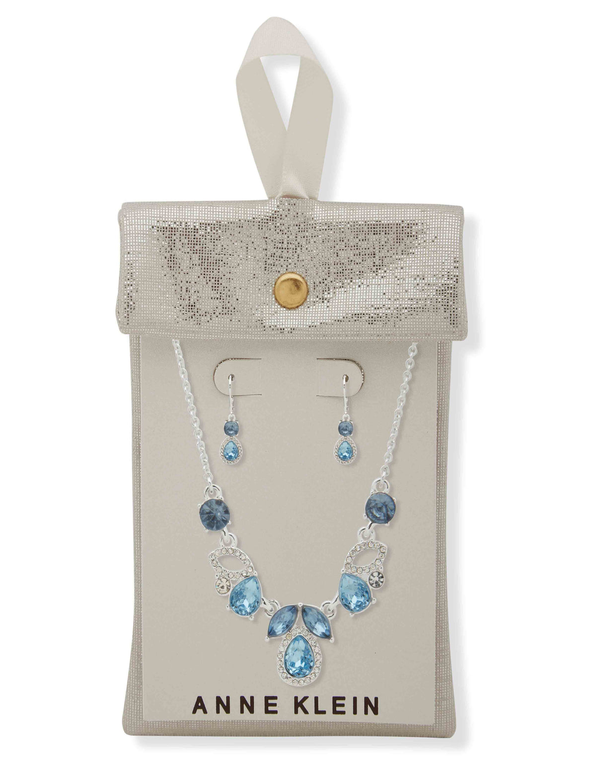 Anne Klein Cluster Pendant Necklace & Earring Set - Denim Blue