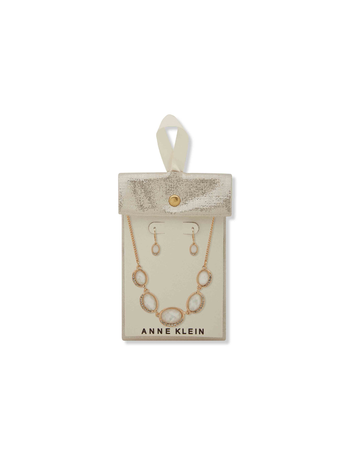 Anne Klein Oval Station Necklace and Earring Set