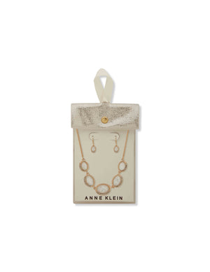 Anne Klein Oval Station Necklace and Earring Set