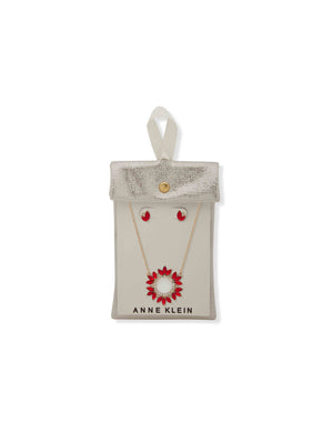 Anne Klein Open Cluster Pendant Necklace & Earring Set