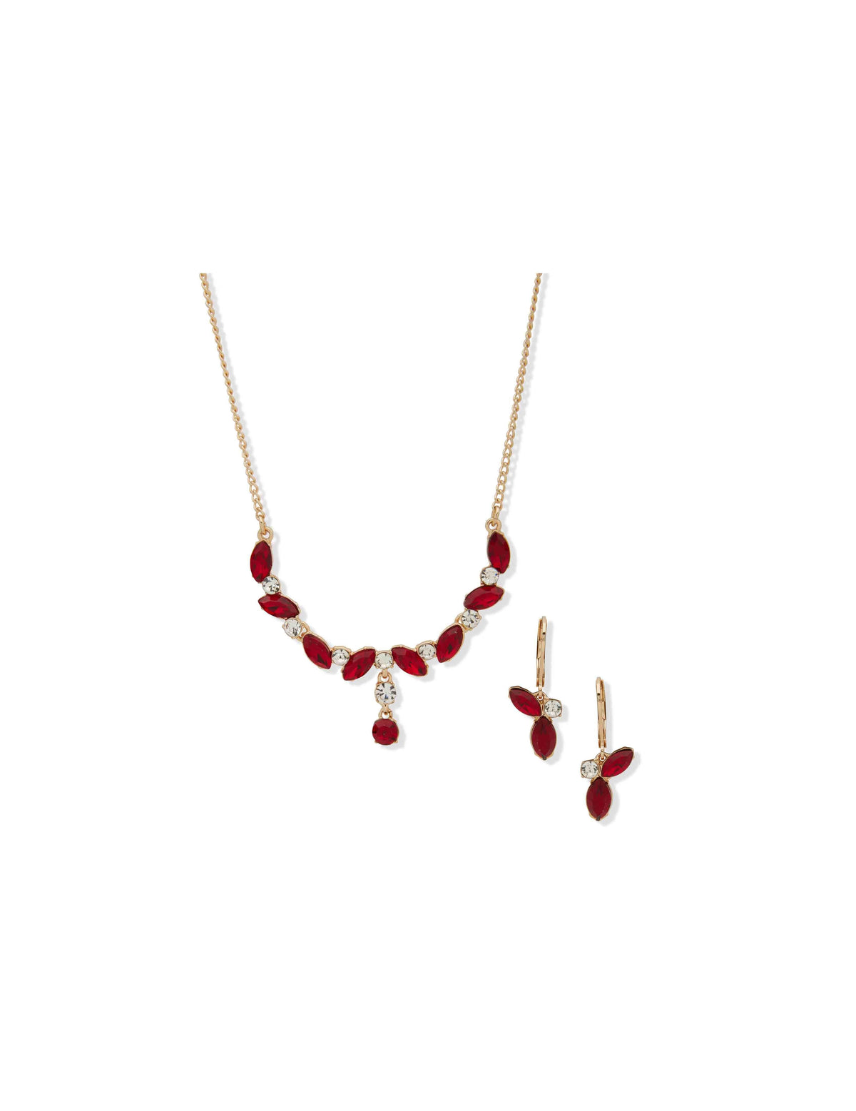 Anne Klein Navette Cluster Necklace &amp; Earring Set