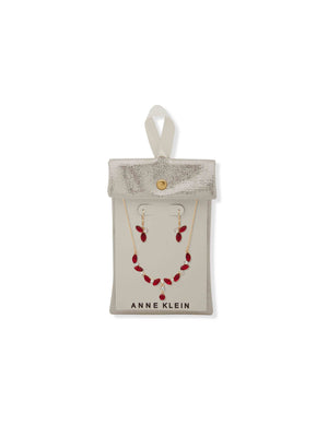 Anne Klein Navette Cluster Necklace & Earring Set
