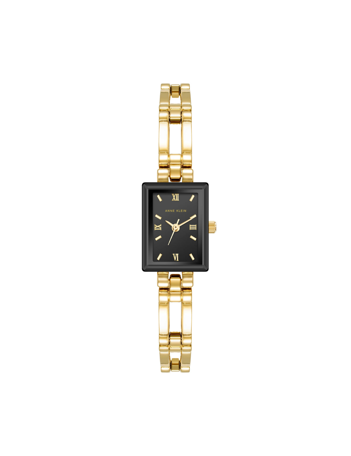 Anne Klein Gold-Tone/Black Rectangular Case Bangle Bracelet Watch