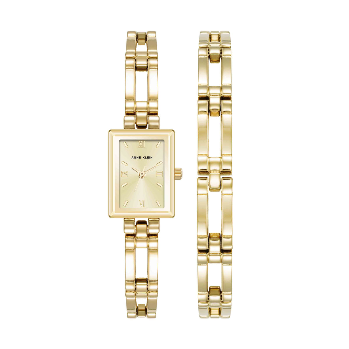 Anne Klein Gold-Tone Rectangular Silver Dial Bracelet Watch Delicate Rectangular Acetate Link Bracelet Watch | Anne Klein main image 2