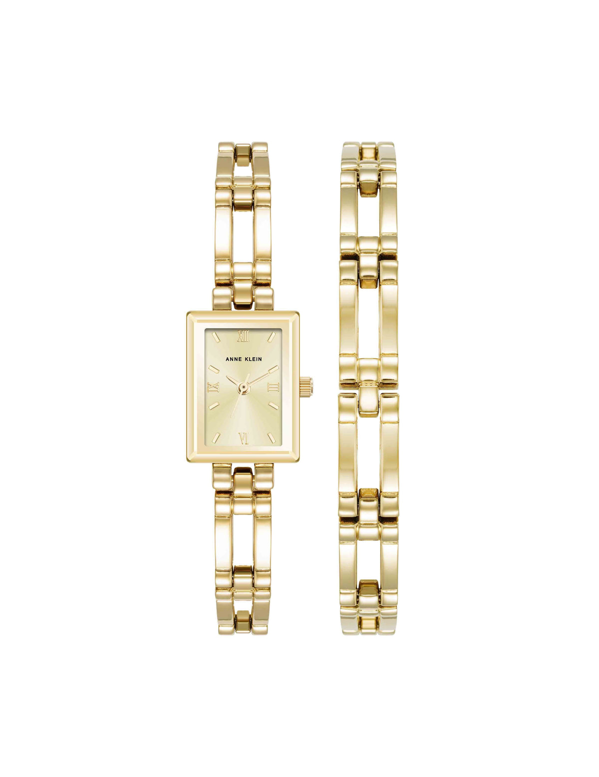 Anne Klein Gold-Tone Iconic Rectangular Case Bangle Watch Set