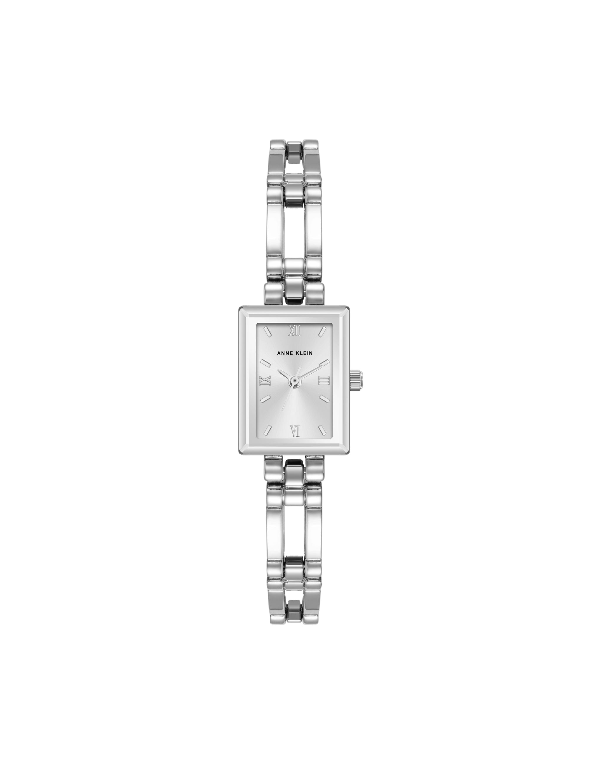 Anne Klein Silver-Tone Rectangular Case Bangle Watch