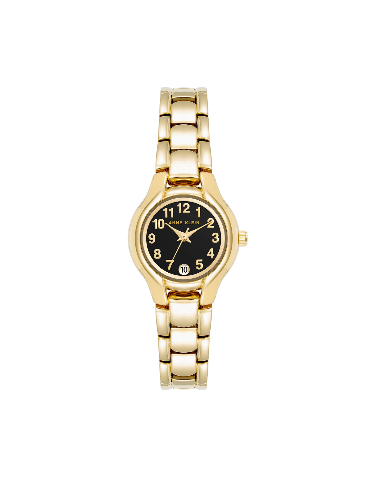 Anne Klein Black/Gold-Tone Easy-To-Read Bracelet Strap Watch