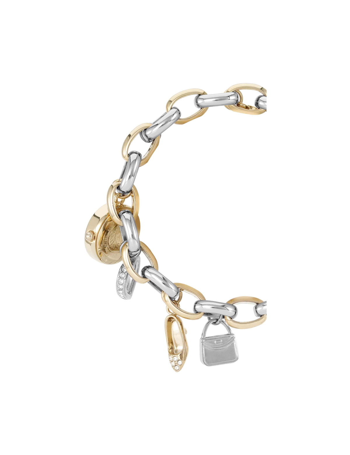 Anne Klein Crystal Accented Charm Bracelet Watch