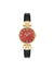 Anne Klein Black/Burgundy/Gold-Tone Essential Leather Strap Watch