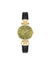 Anne Klein Black/Green/Gold-Tone Essential Leather Strap Watch