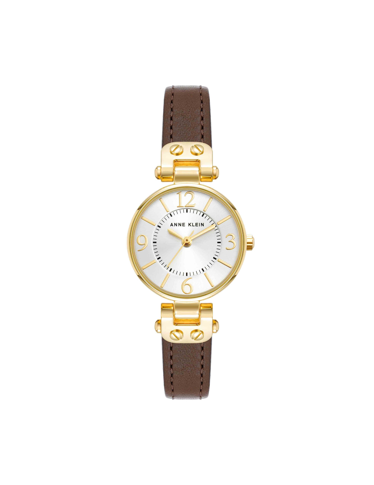Anne Klein Brown/ Gold-Tone Essential Leather Strap Watch