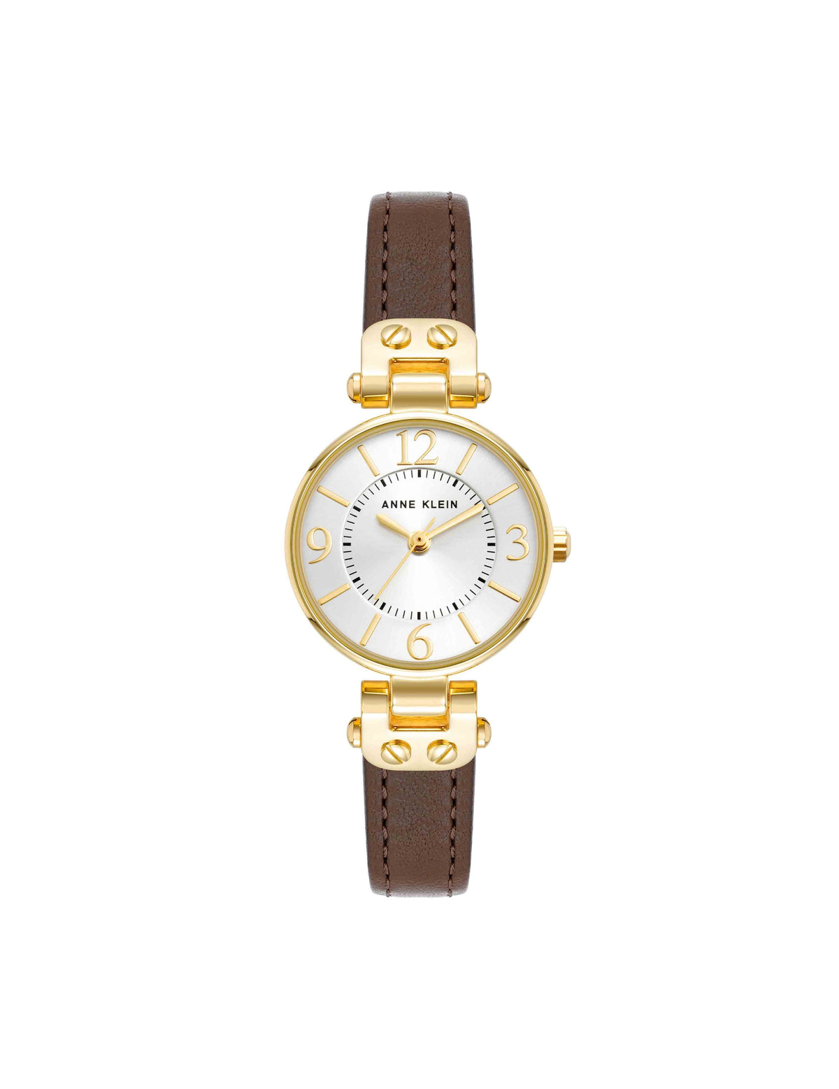 Anne Klein Brown/ Gold-Tone Essential Leather Strap Watch
