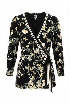 Anne Klein Floral Wrap Tie Top