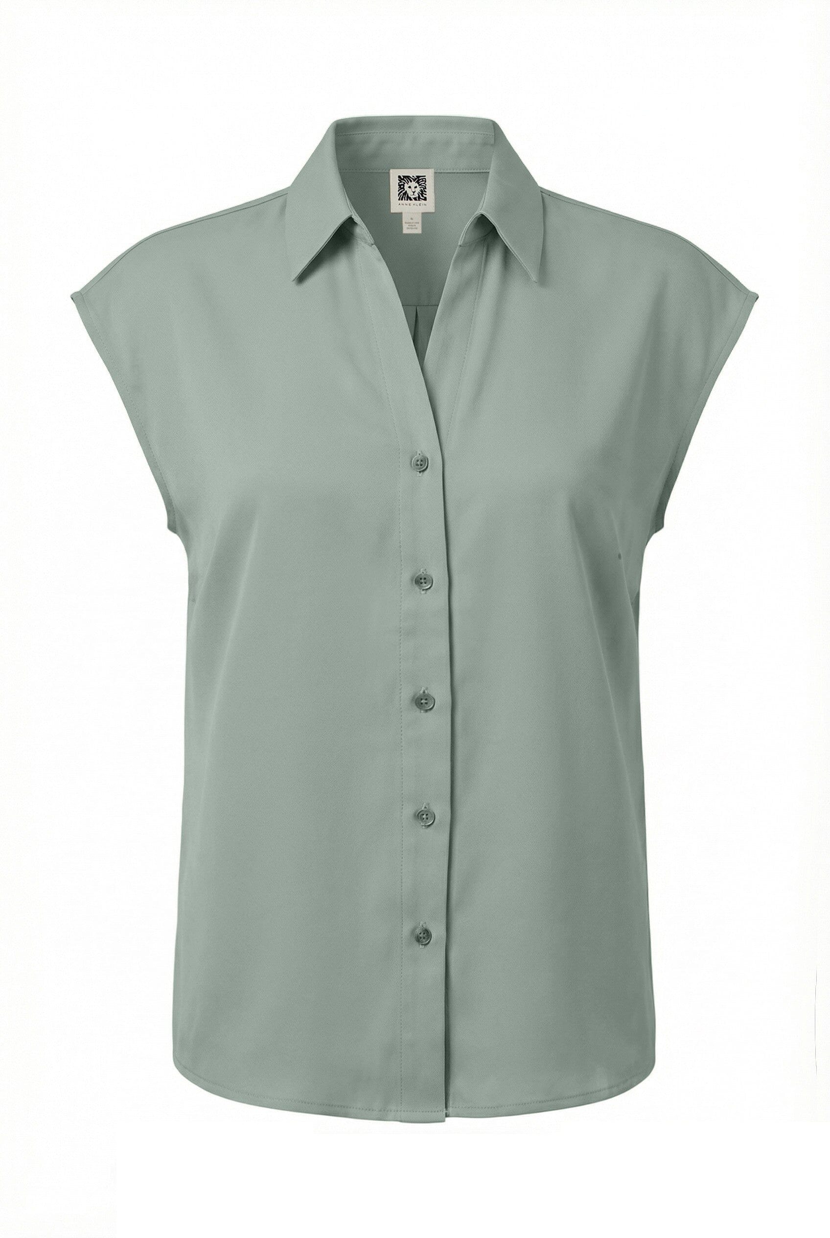 Anne Klein Soft Aloe Drop Shoulder Cotton Button Front Shirt