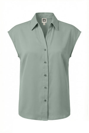 Anne Klein Soft Aloe Drop Shoulder Cotton Button Front Shirt