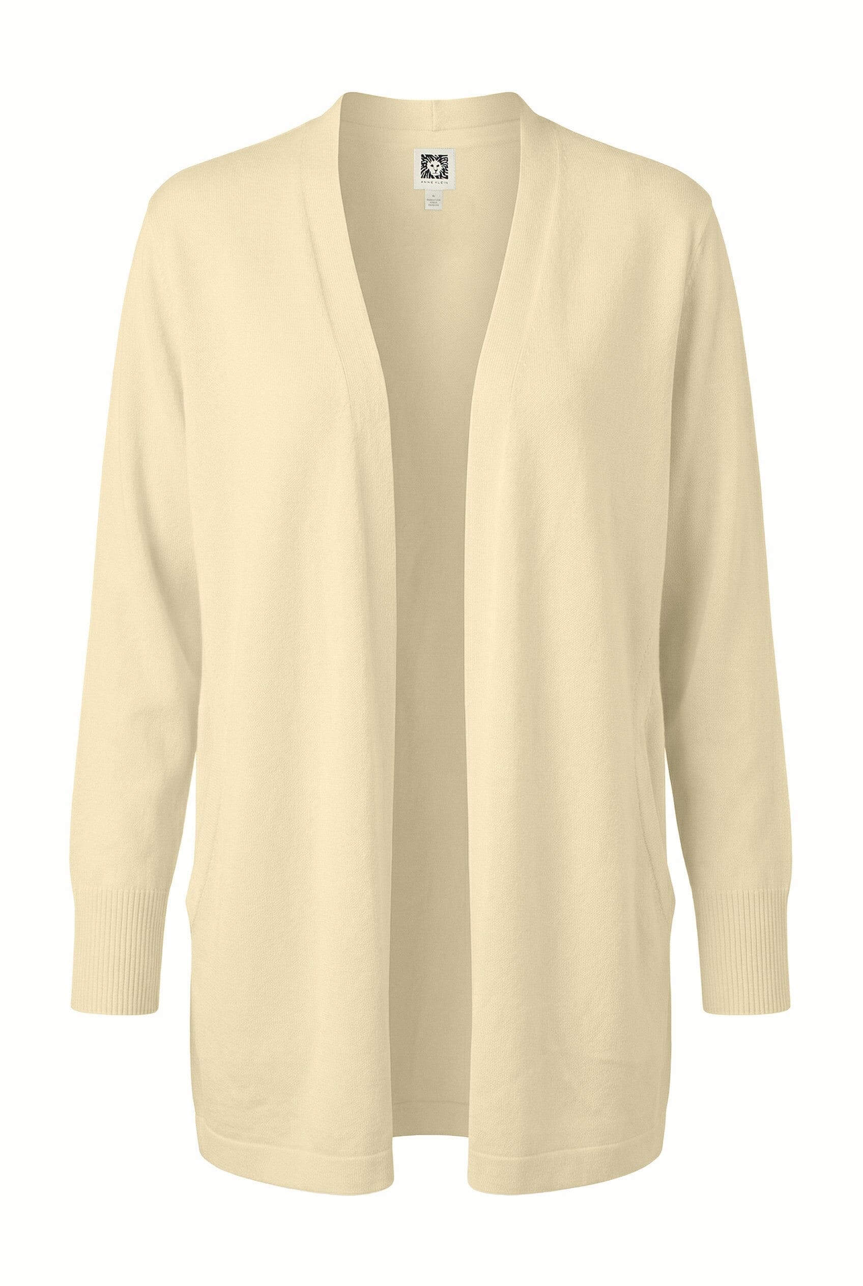 Anne Klein WHISPER YELLOW Plus Size Kissing Front Cardigan with Pockets