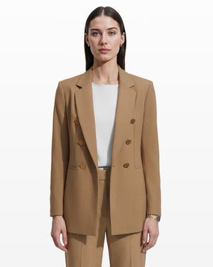 Anne Klein Double-Breasted Wool Jacket with Welt Pockets