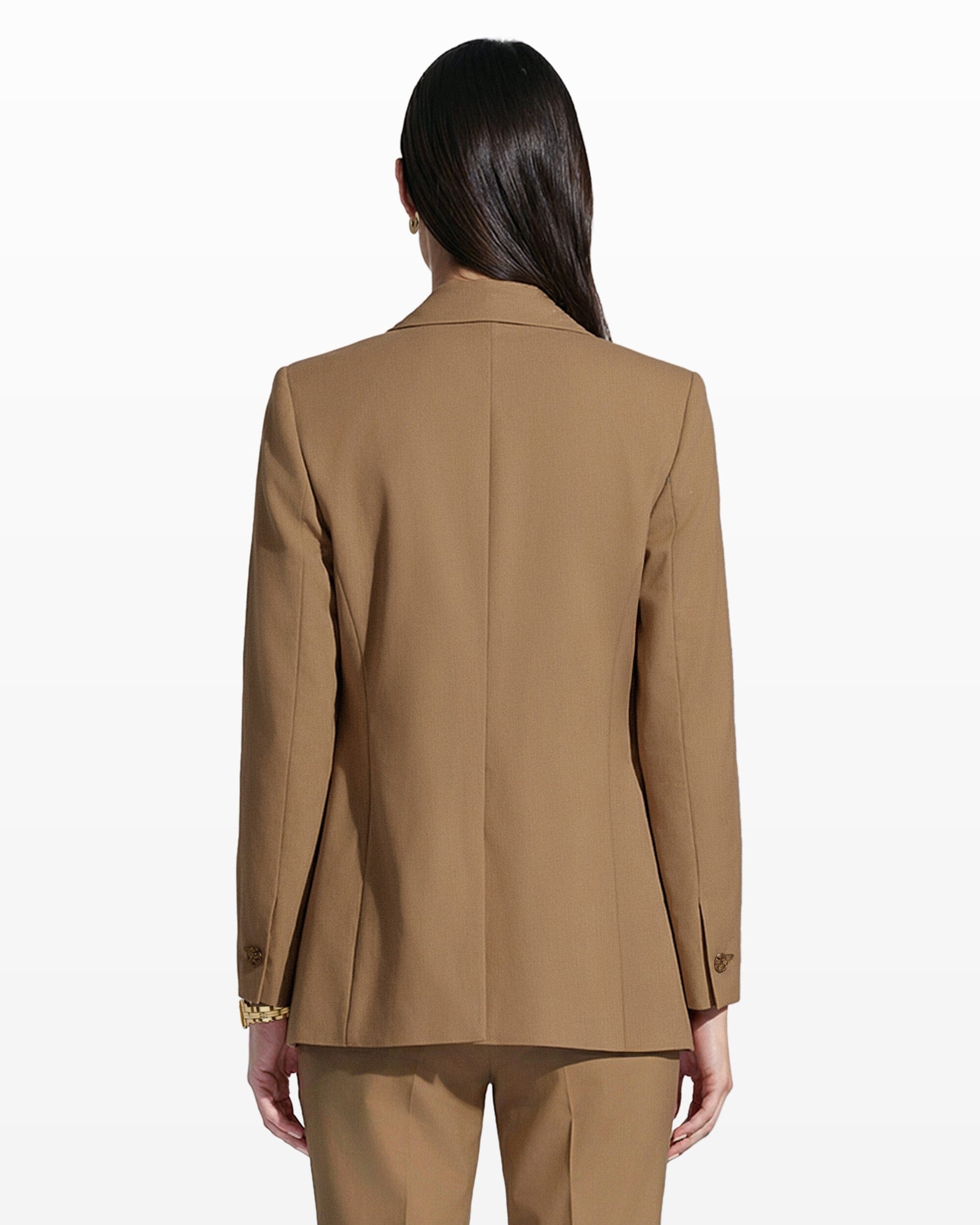 Anne Klein Double-Breasted Wool Jacket with Welt Pockets