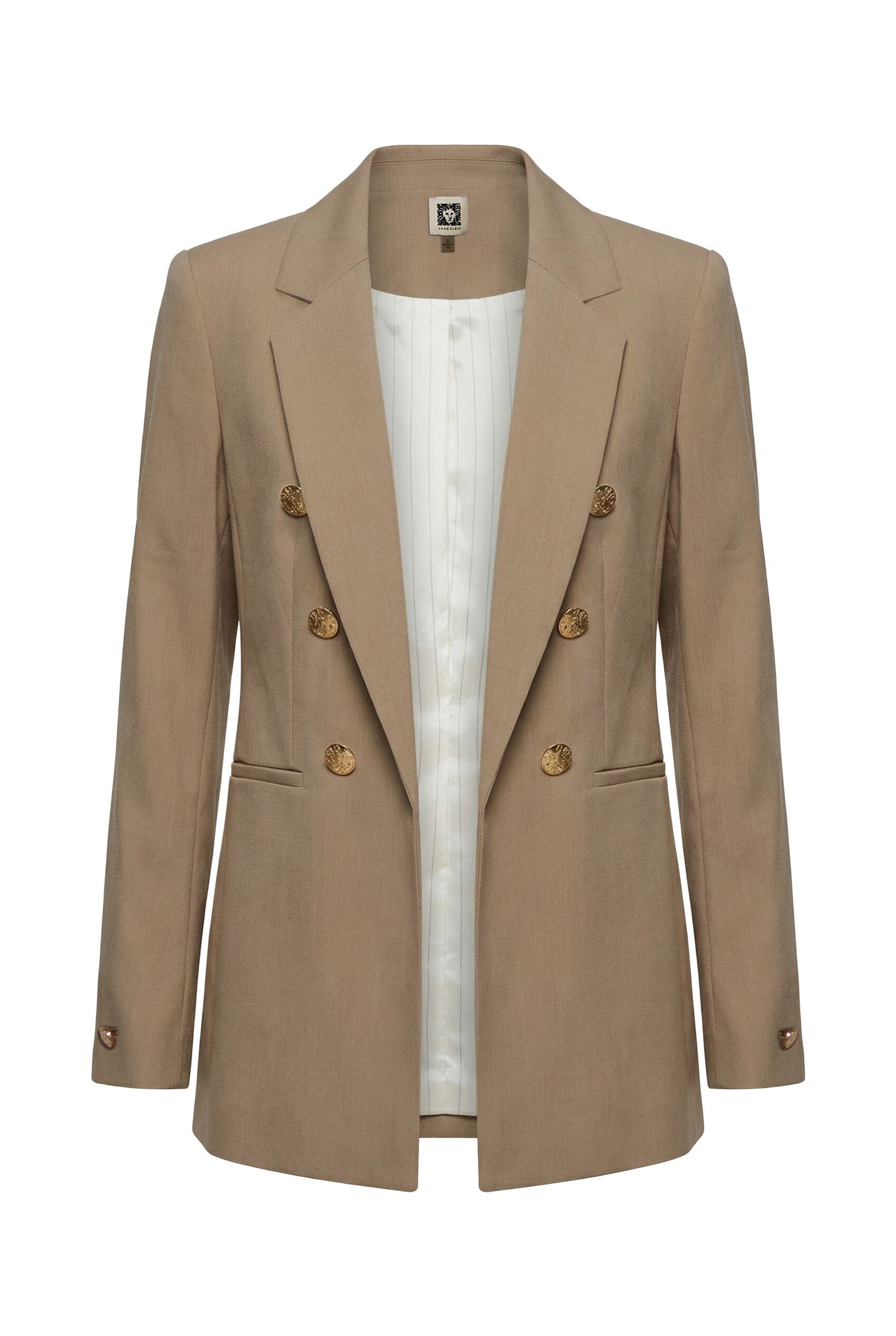 Anne Klein Double-Breasted Wool Jacket with Welt Pockets