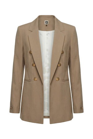 Anne Klein Double-Breasted Wool Jacket with Welt Pockets