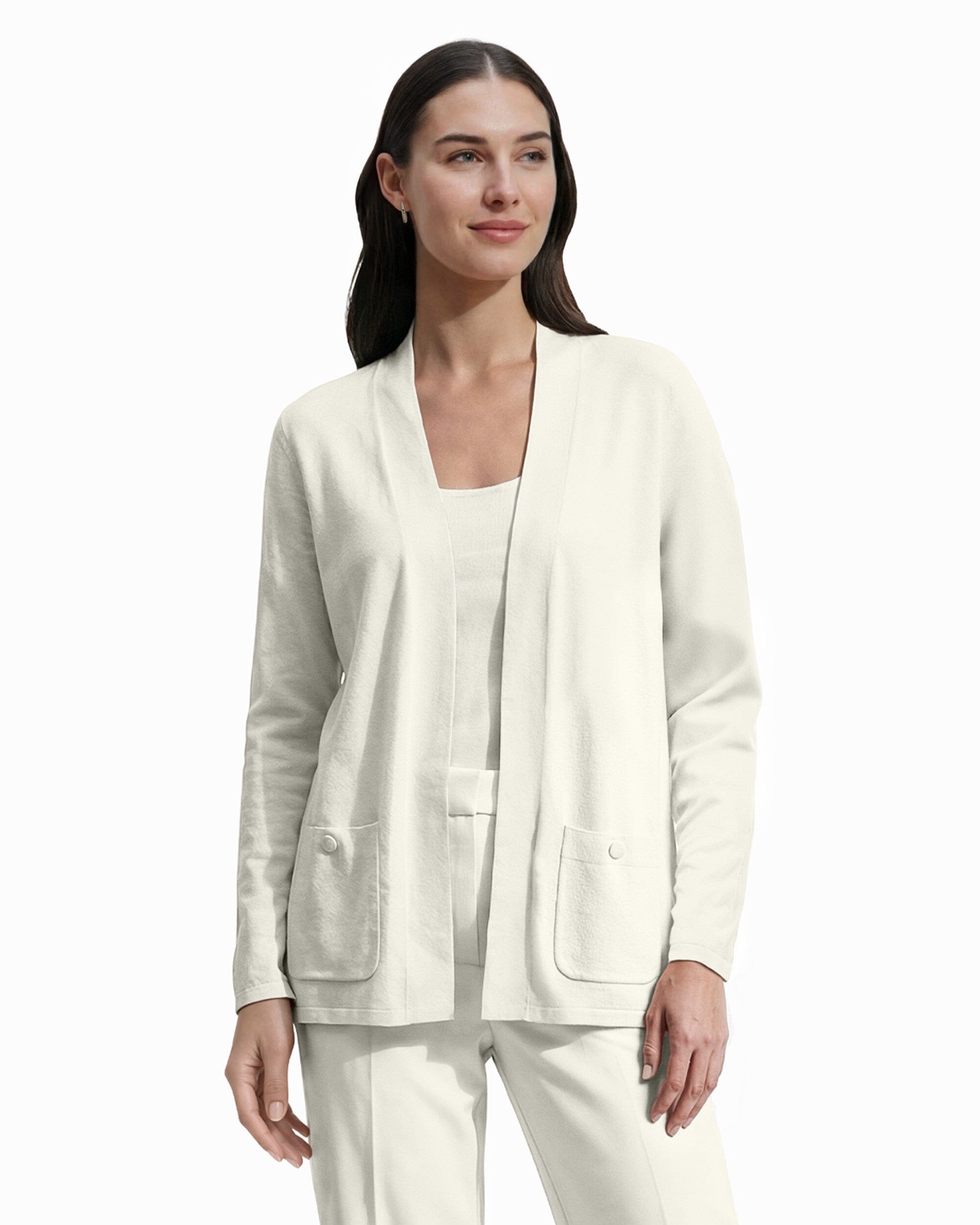 Anne Klein White Dove Malibu Cardigan Kissing Front