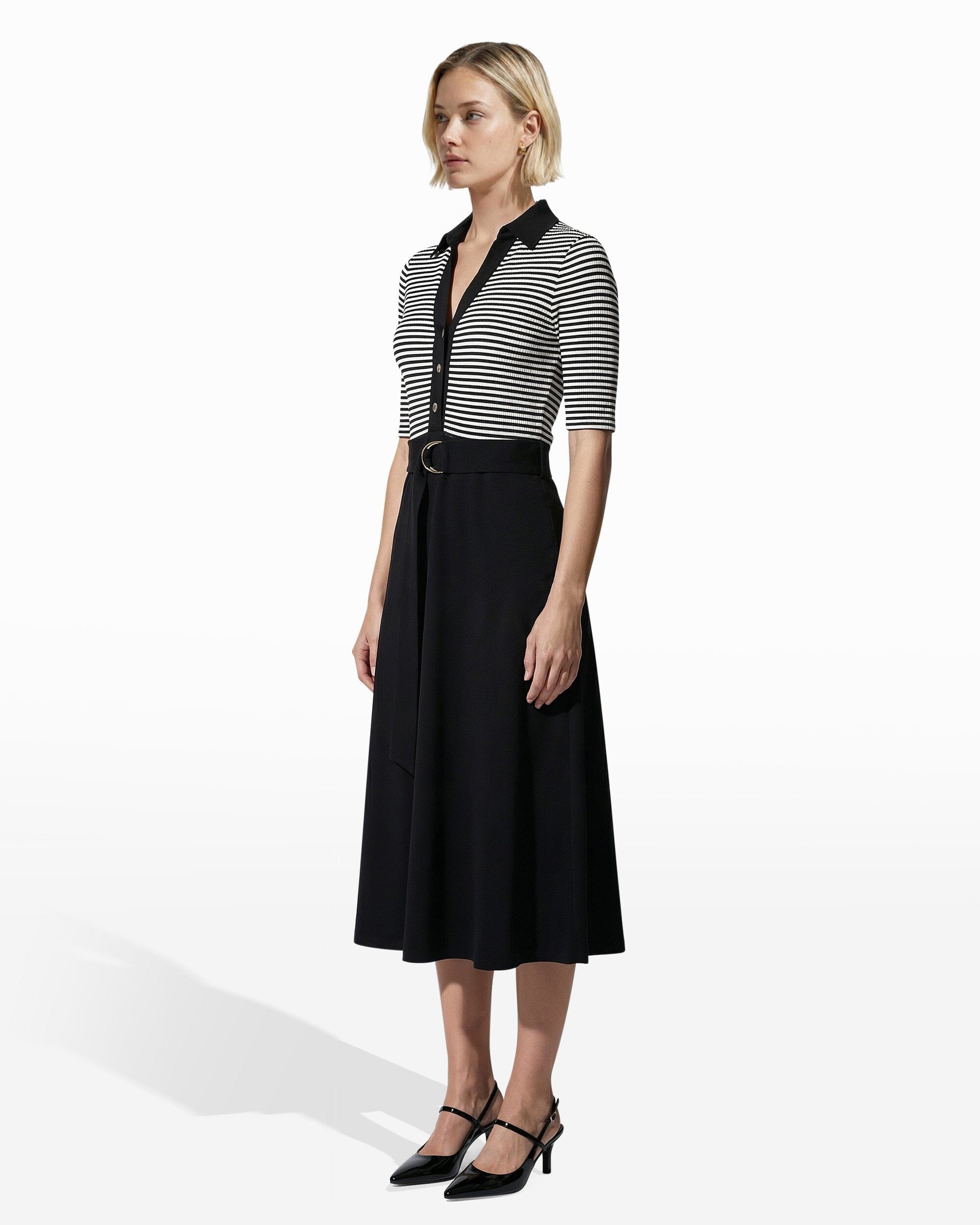 chinese dress ladies Collared Combo Midi A-Line Dress