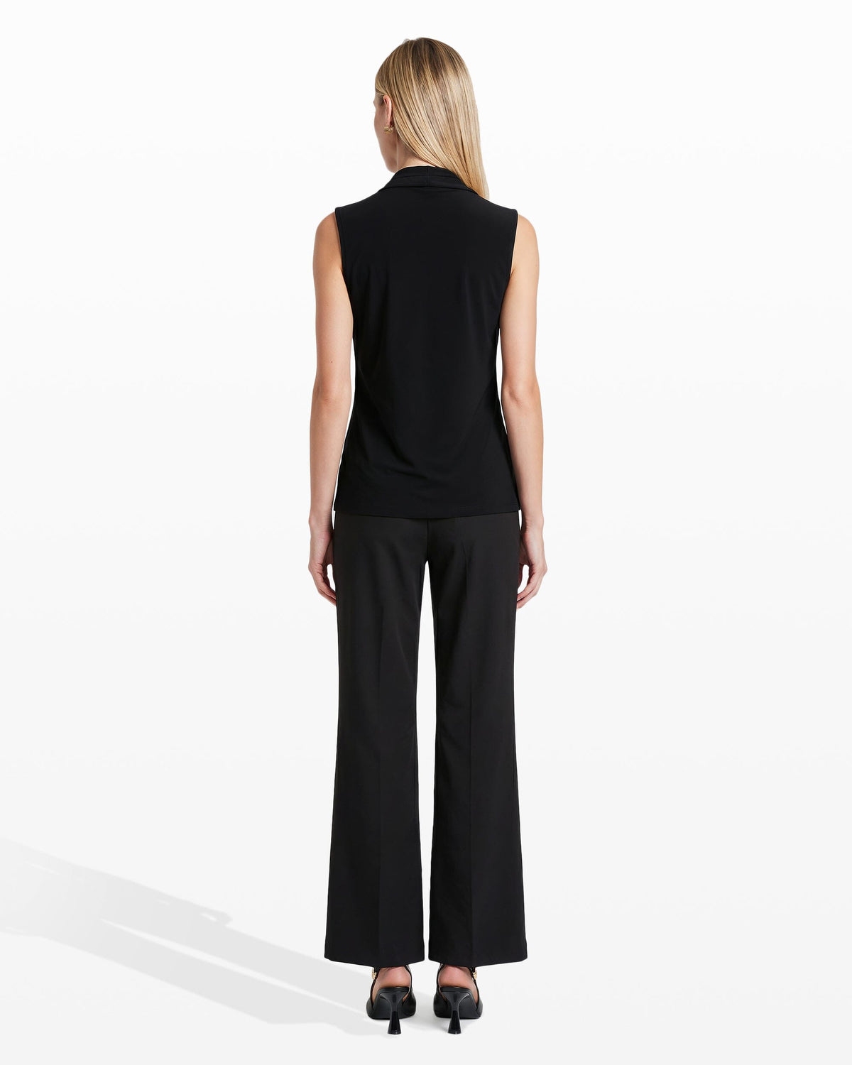 Anne Klein V-Neck Triple Pleat Top