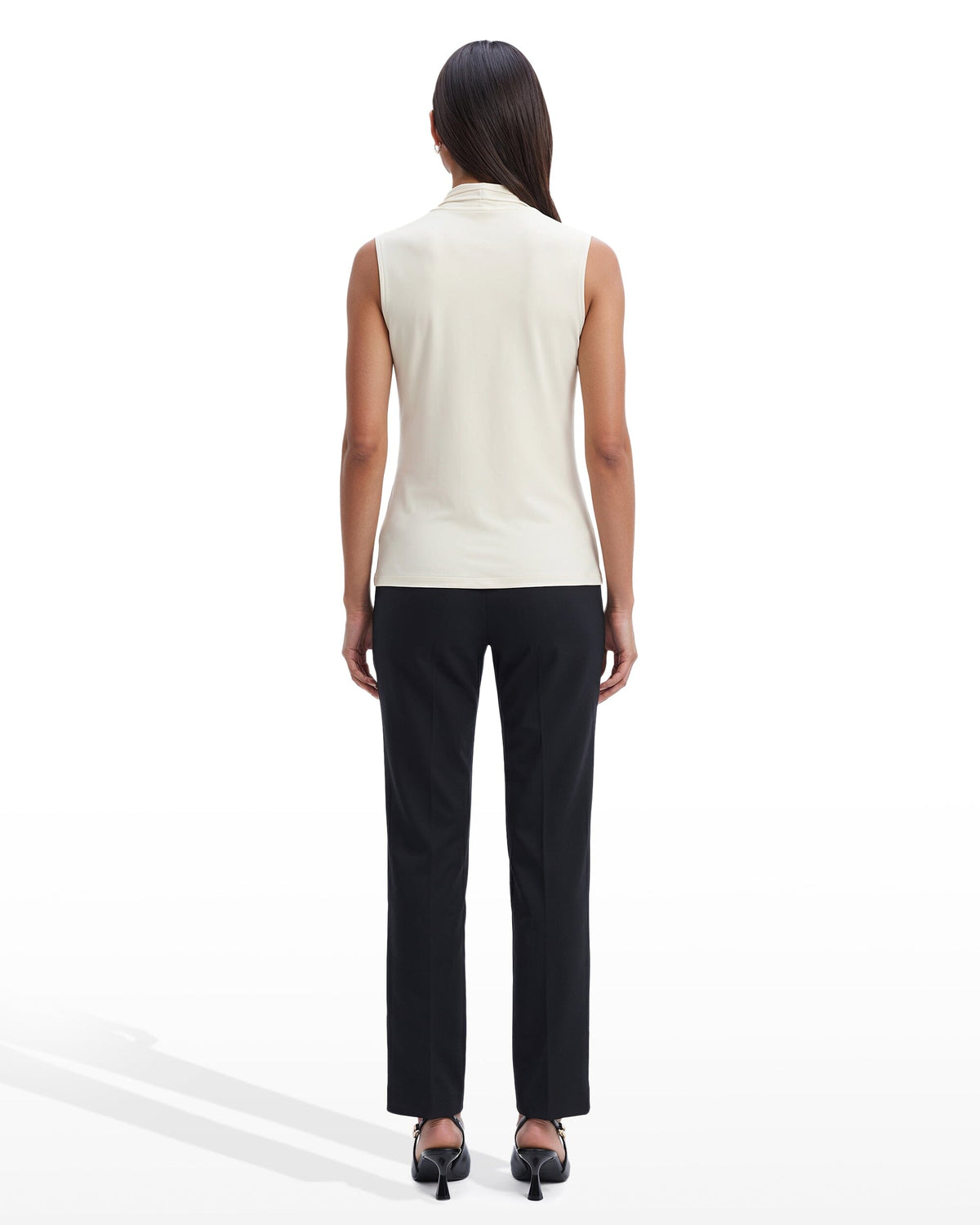 Anne Klein V-Neck Triple Pleat Top