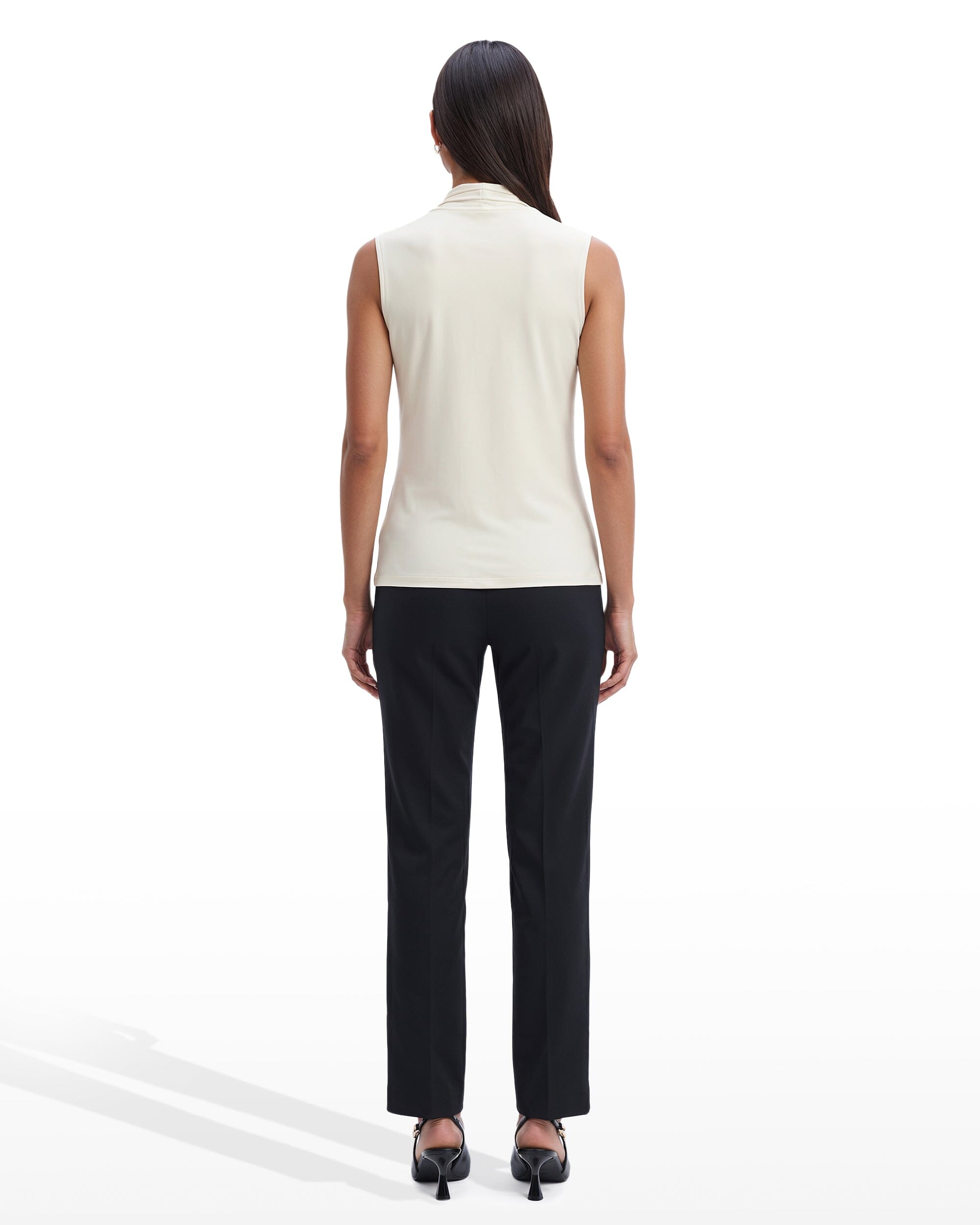 Anne Klein V-Neck Triple Pleat Top