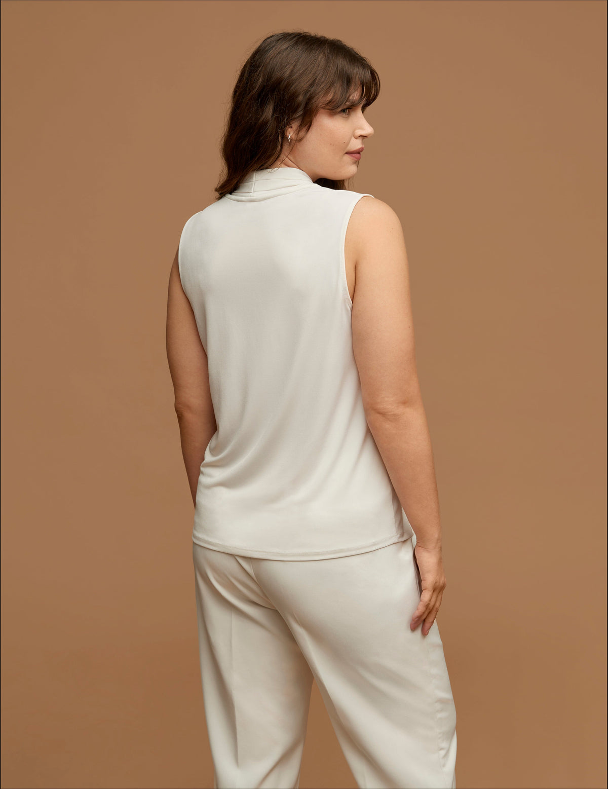 Anne Klein Plus Size Triple Pleat Neck Sleeveless Top