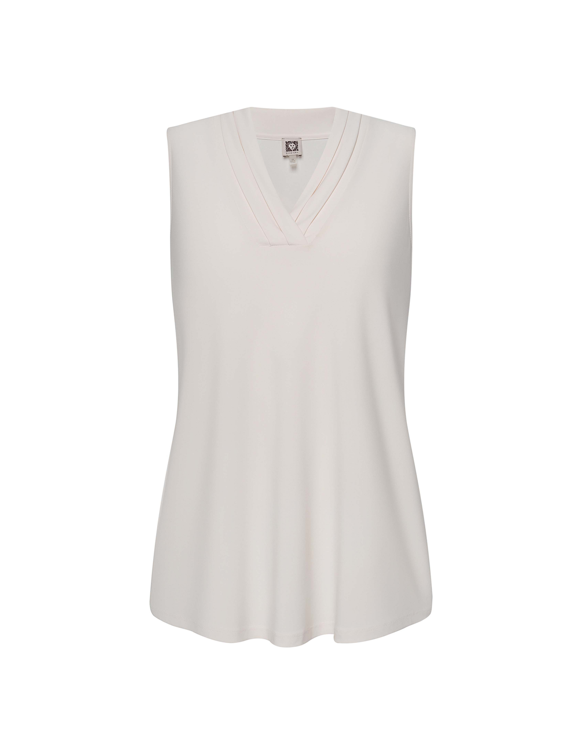 Anne Klein Plus Size Triple Pleat Neck Sleeveless Top