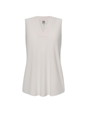 Anne Klein Plus Size Triple Pleat Neck Sleeveless Top