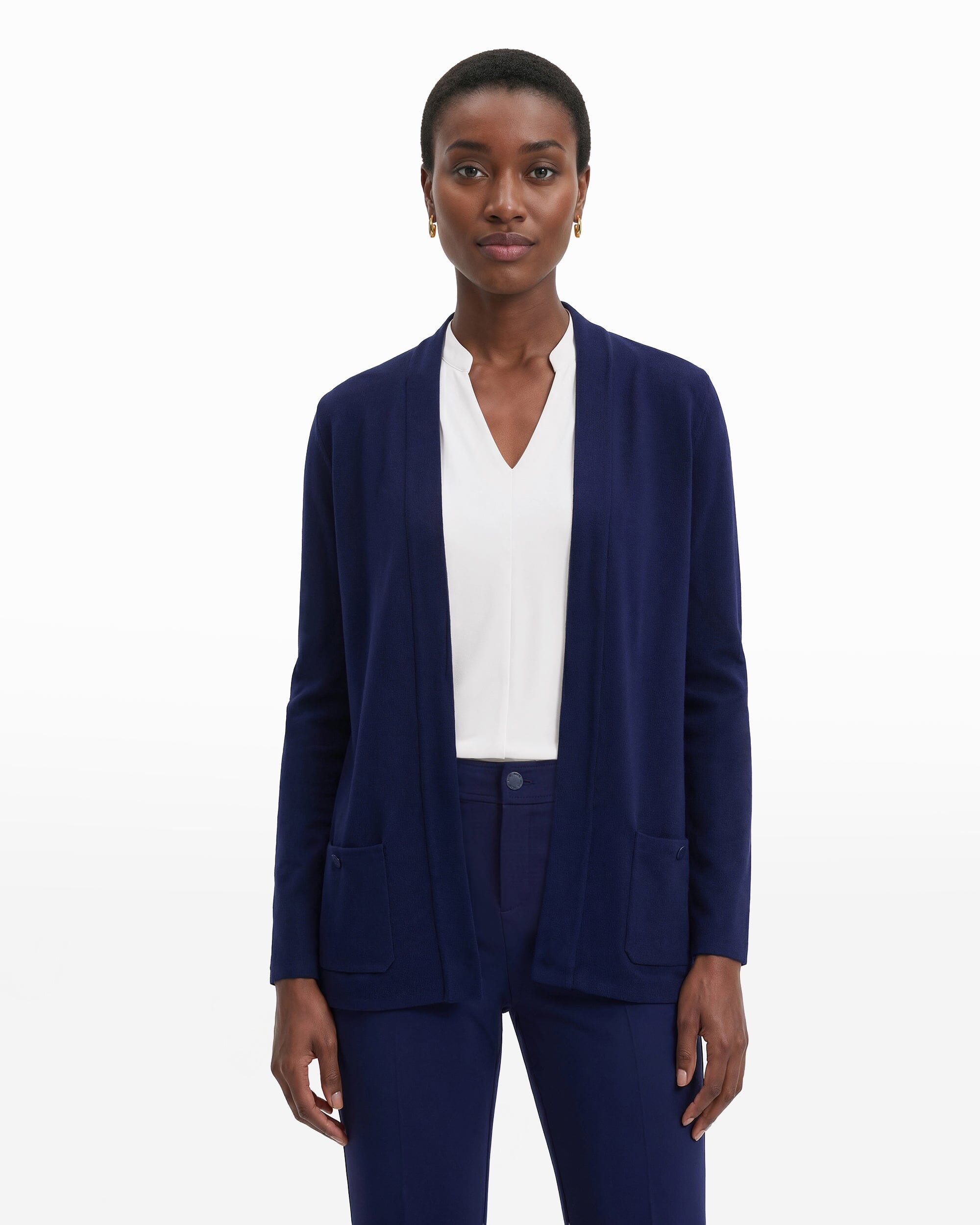 Open-Front Cardigan with Pockets