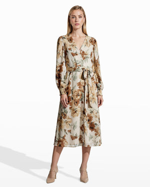 Handkerchief Hem Chiffon Dress with Smocked Cuffs Clothing Kasper