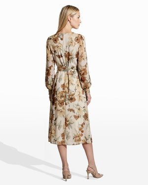 Handkerchief Hem Chiffon Dress with Smocked Cuffs Clothing Kasper