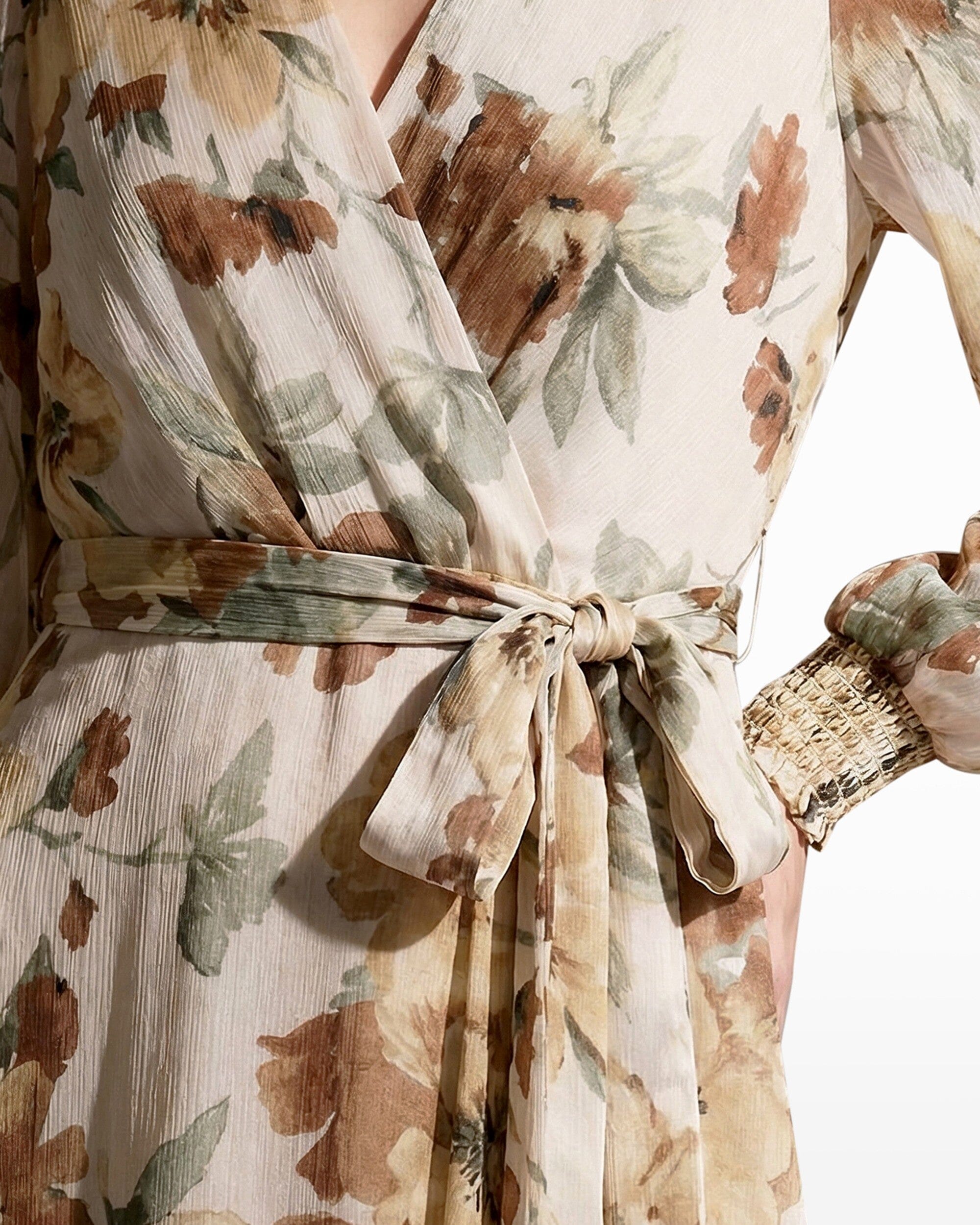 Handkerchief Hem Chiffon Dress with Smocked Cuffs Clothing Kasper