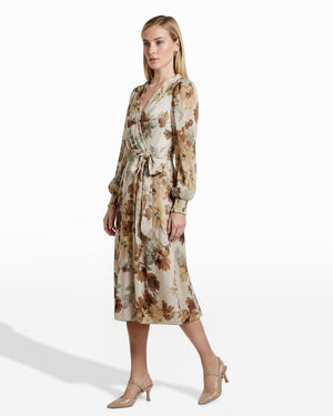 Handkerchief Hem Chiffon Dress with Smocked Cuffs Clothing Kasper