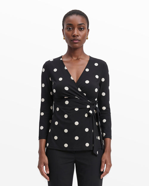 Anne Klein Printed Faux Wrap Top