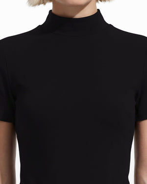 Anne Klein Short Sleeve Mock Neck Knit Top